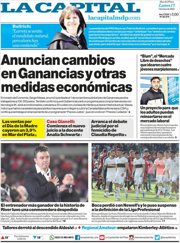 Portada de Diario La Capital - Mar del Plata (Argentina)