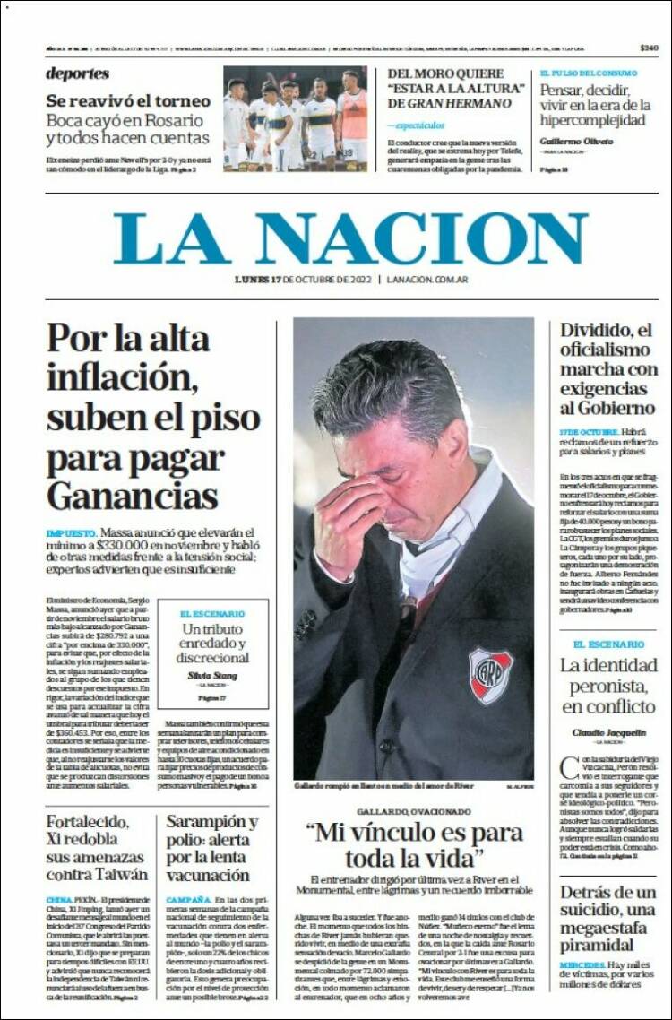 Portada de La Nación (Argentina)