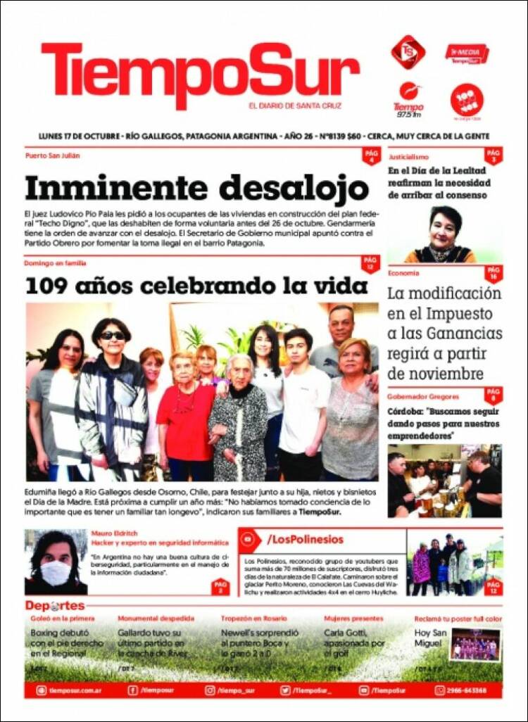 Portada de Tiempo Sur (Argentina)