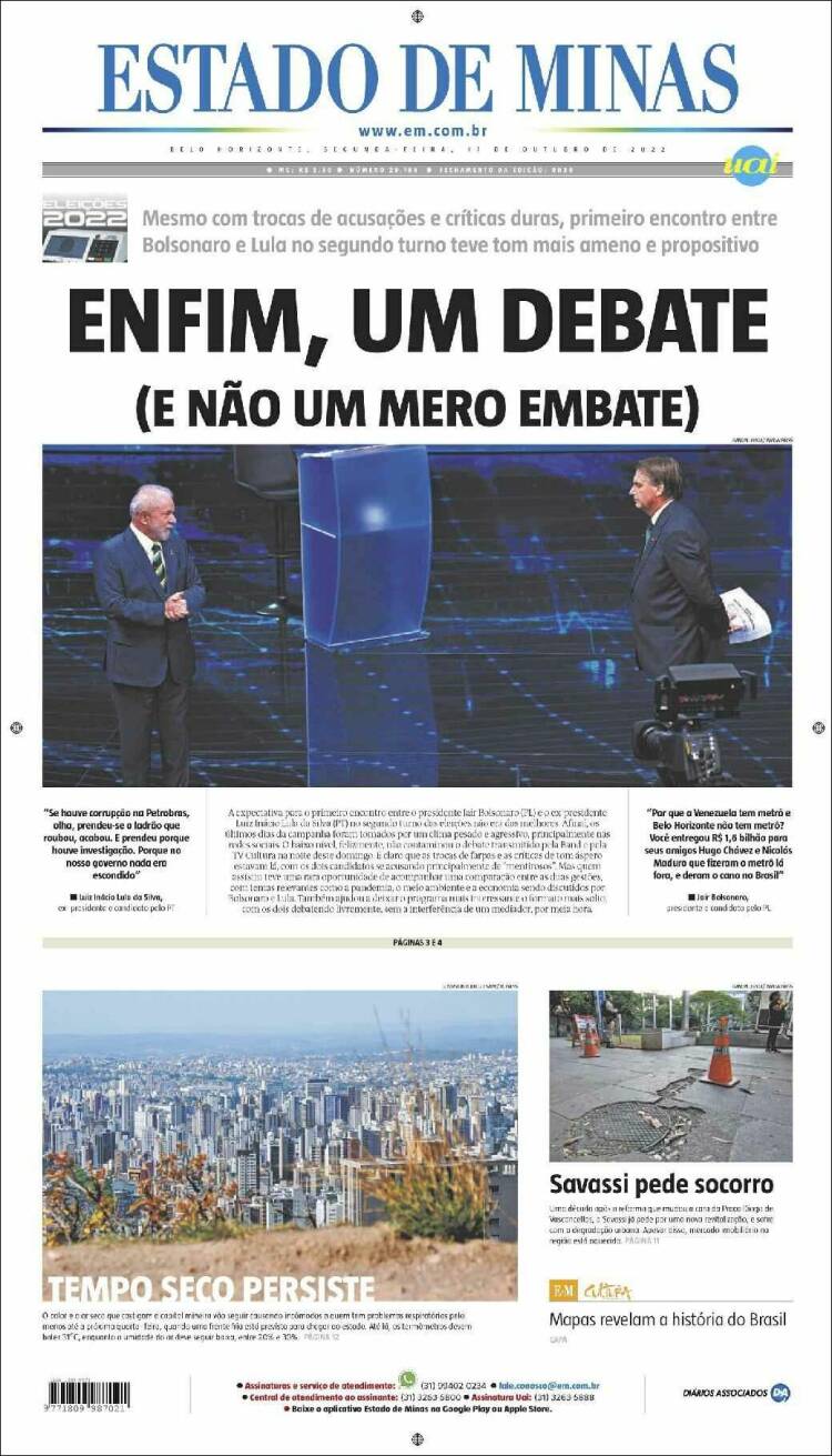 Portada de Jornal Estado de Minas (Brasil)