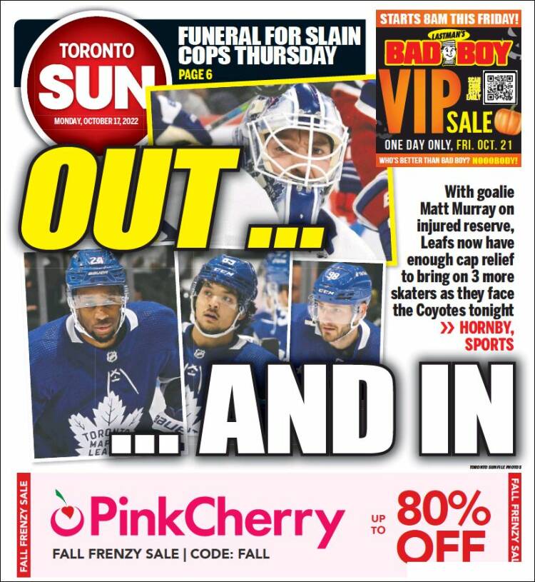 Portada de The Toronto Sun (Canadá)