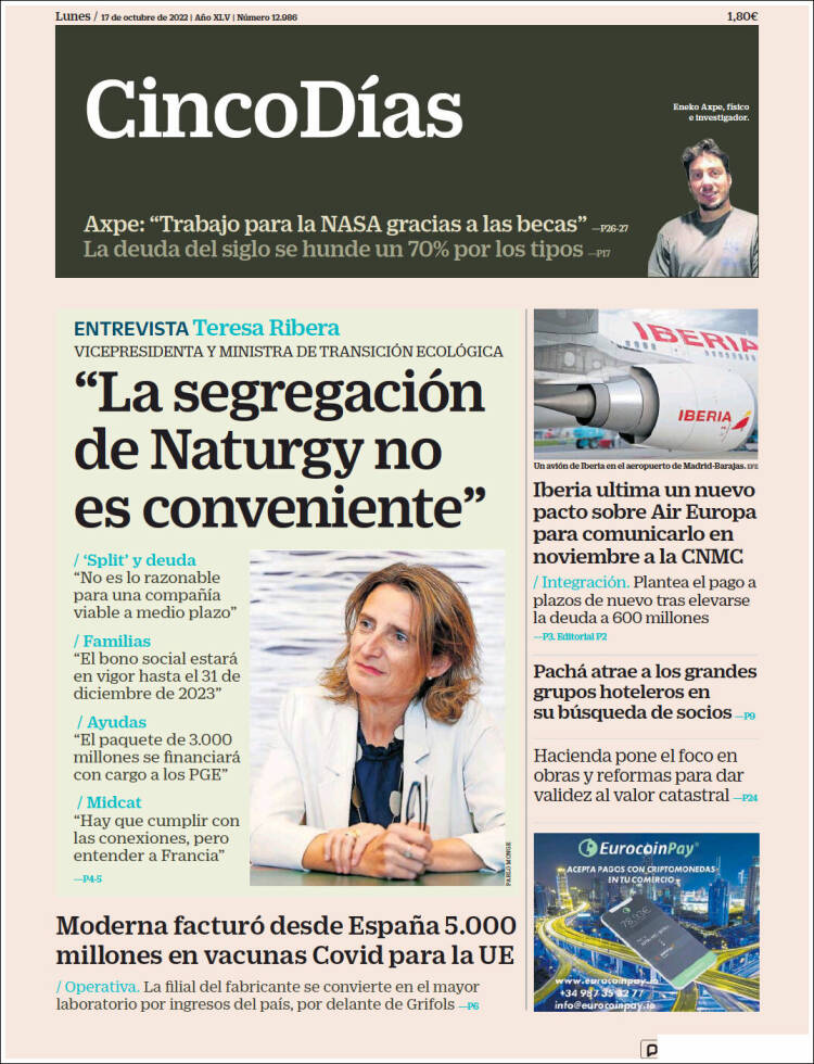 Portada de Cinco Días (Espa&ntilde;a)