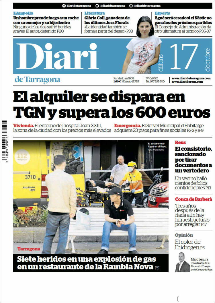 Portada de Diari de Tarragona (España)