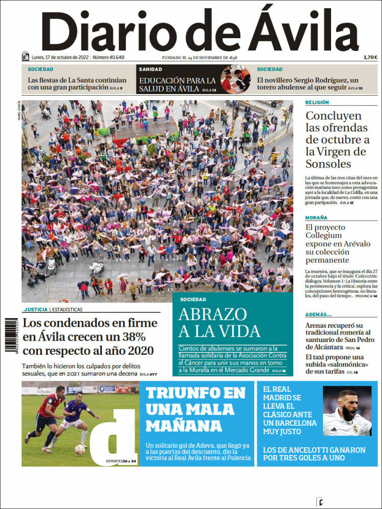 Portada de Diario de Ávila (España)