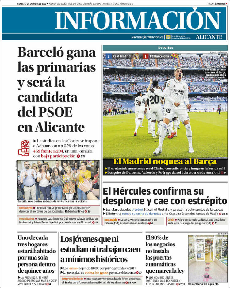 Periódico Diario Información (España). Periódicos De España. Edición De ...