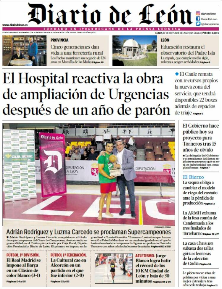 Portada de Diario de León (España)
