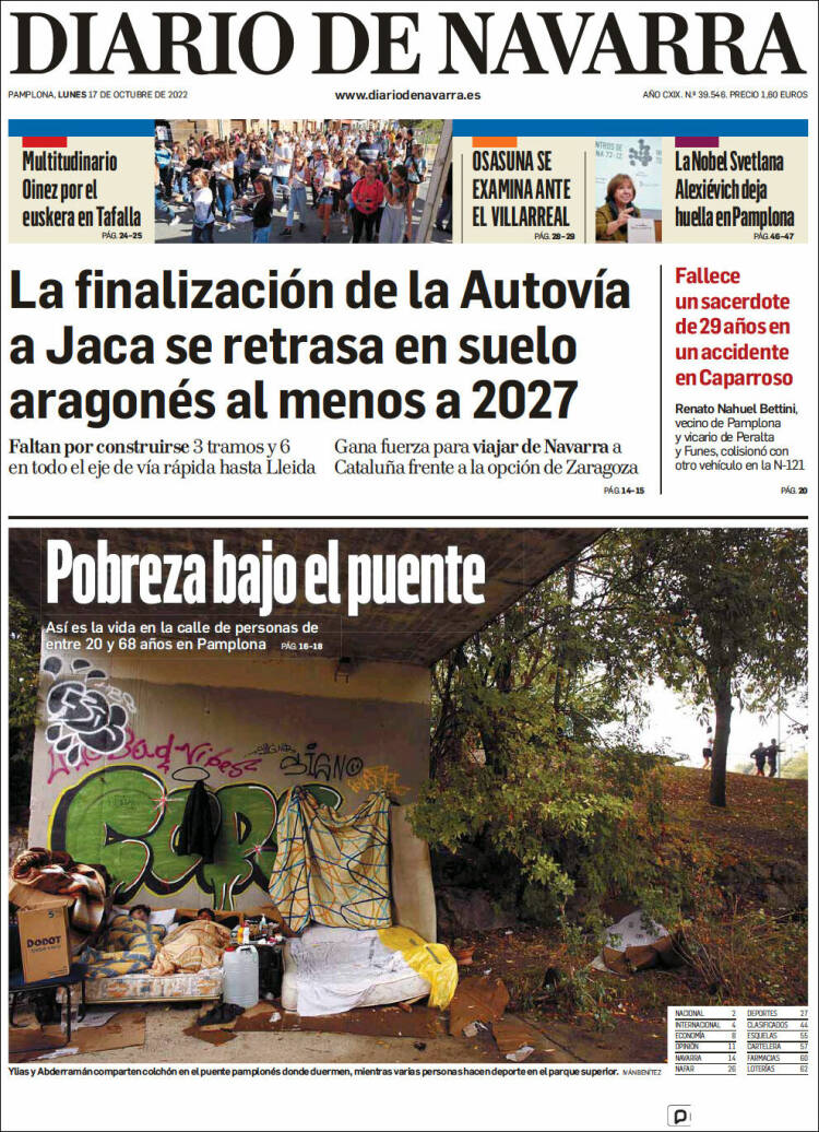 Portada de Diario de Navarra (España)