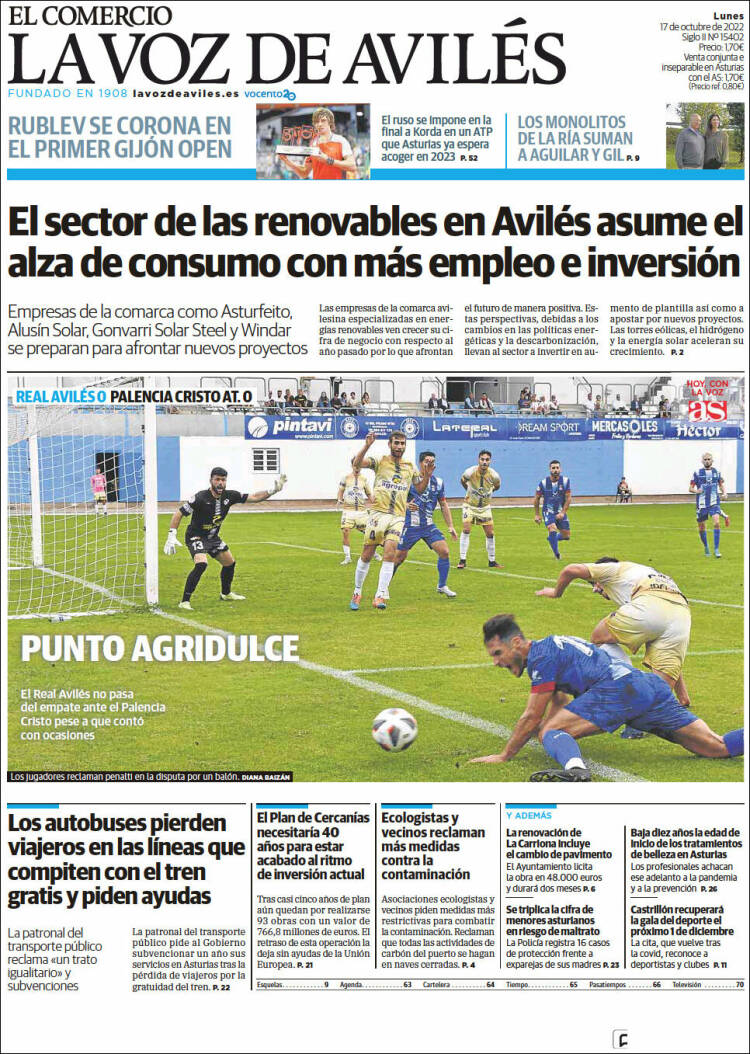 Portada de El Comercio - Avilés (España)