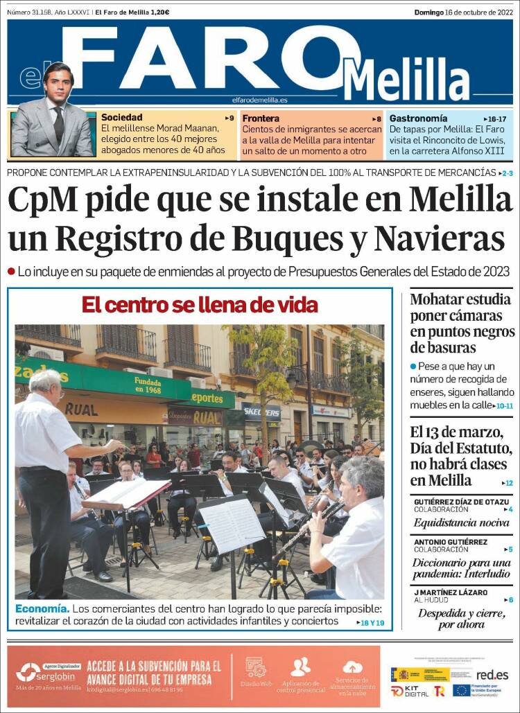 Portada de El Faro de Melilla (España)