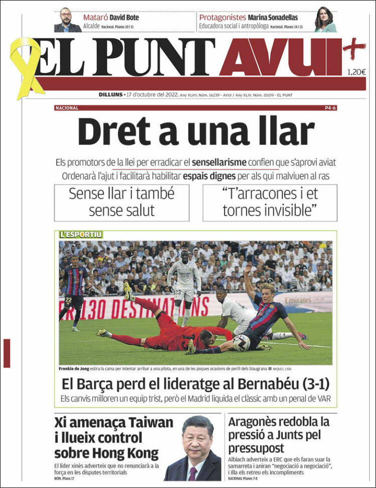Portada de El Punt Avui (España)