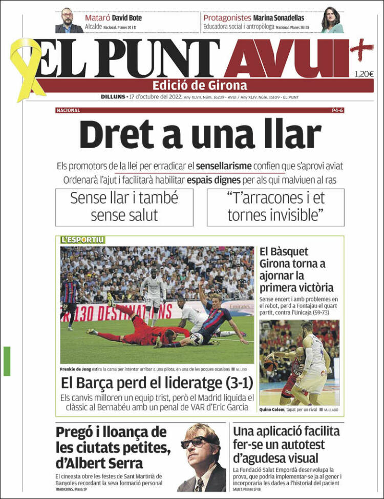 Portada de El Punt Avui - Girona (España)