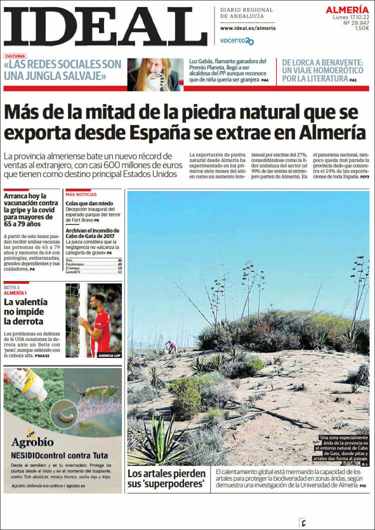 Portada de Ideal Almeria (España)