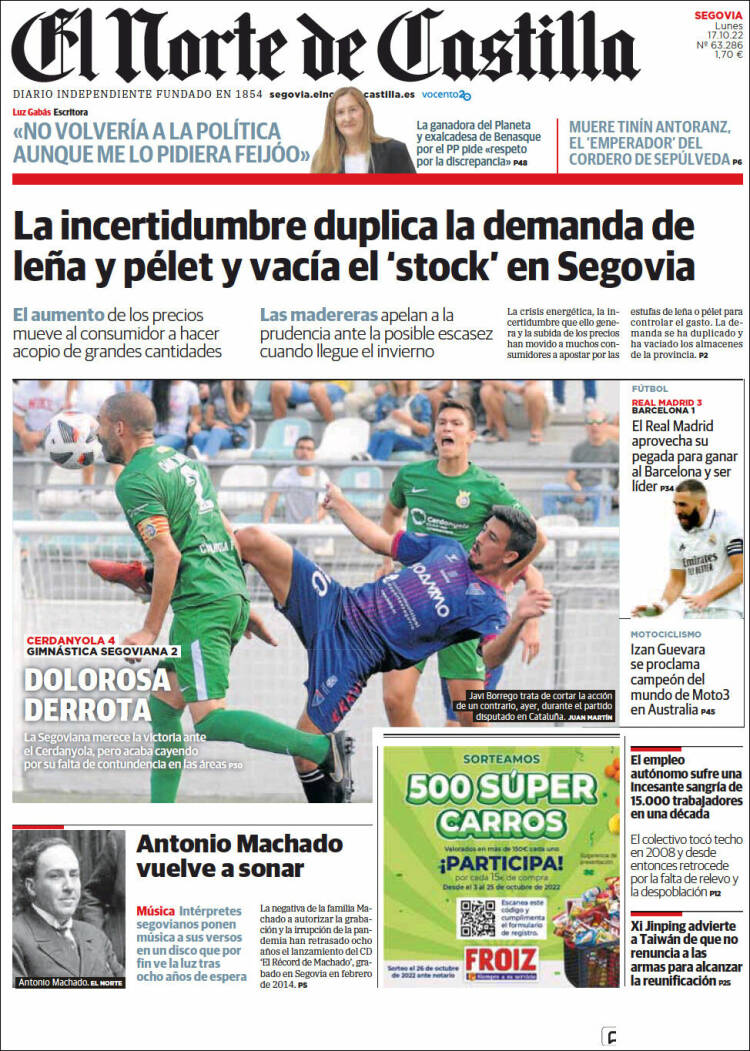 Portada de Norte de Castilla - Segovia (España)