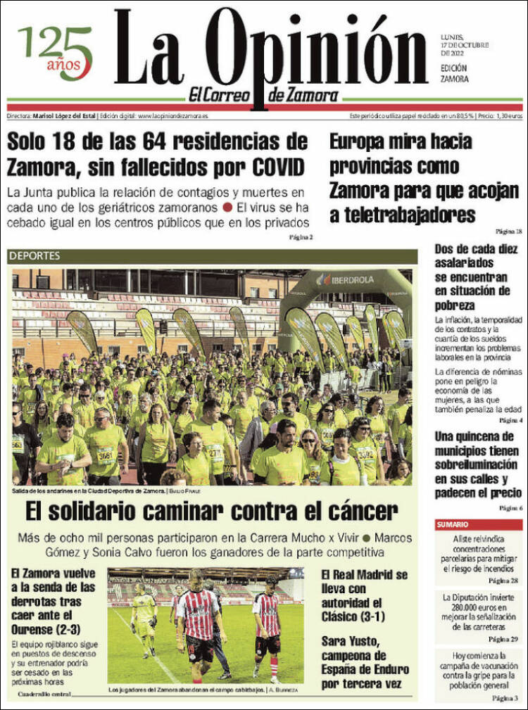 Portada de La Opinión - El Correo de Zamora (España)