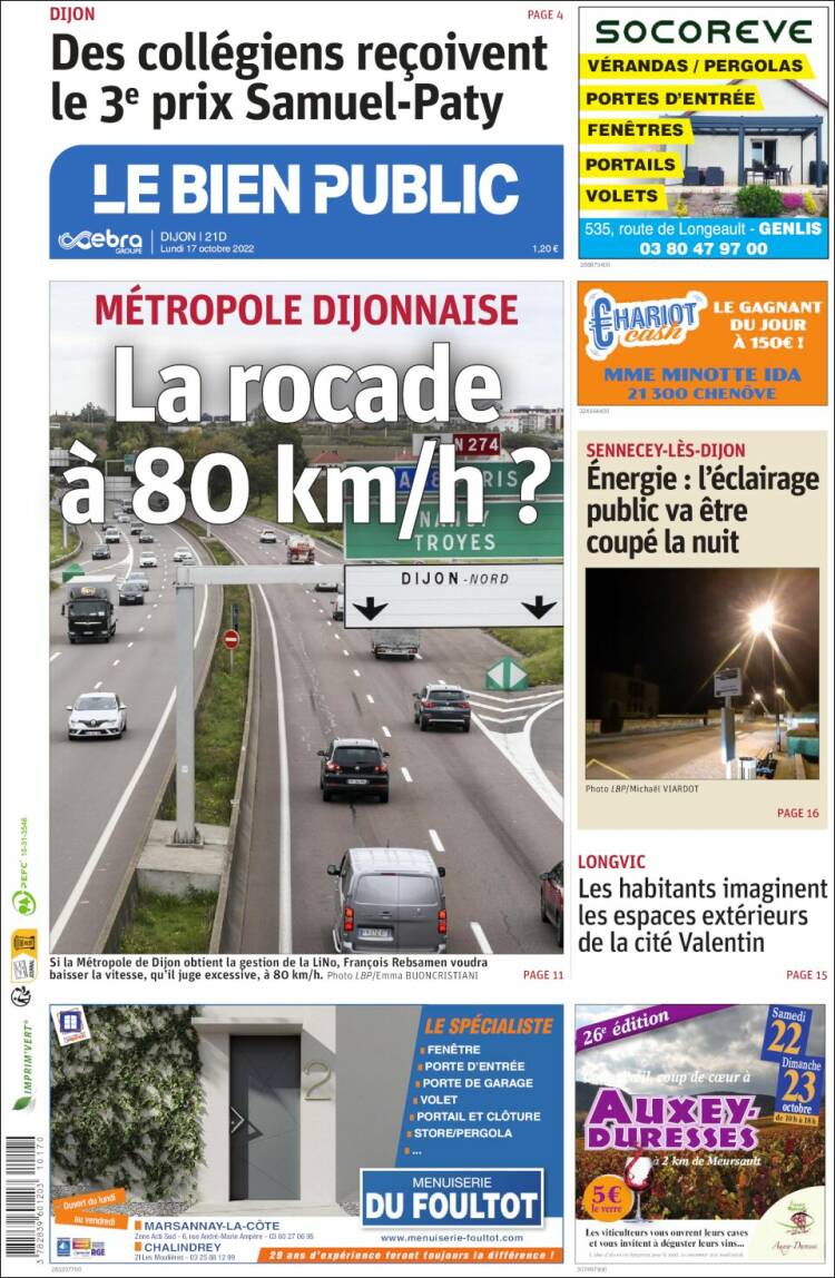 Portada de Le Bien Public (Francia)