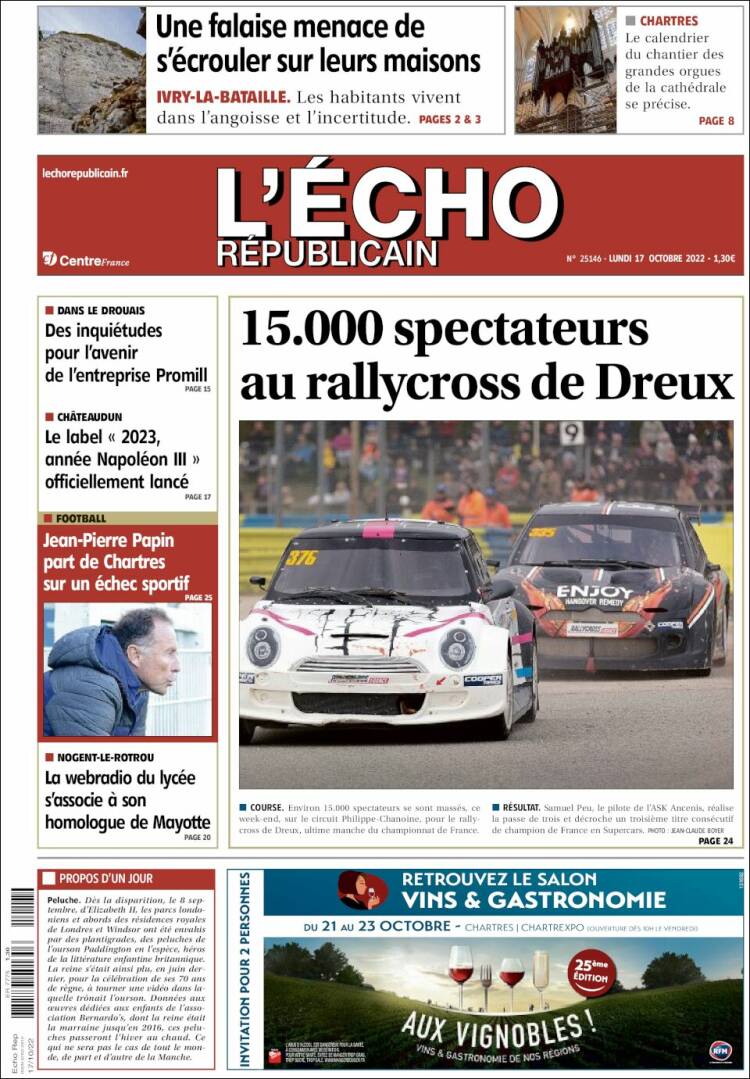 Portada de L'Echo Républicain (Francia)