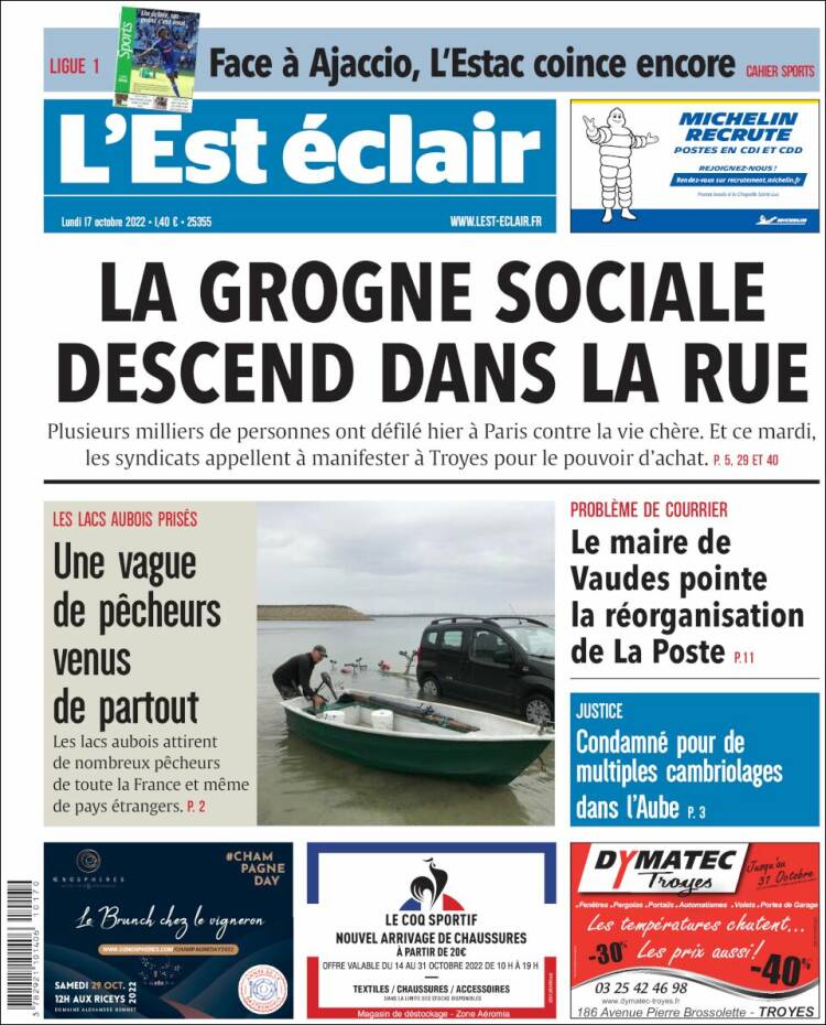 Portada de L'Est Eclair (Francia)