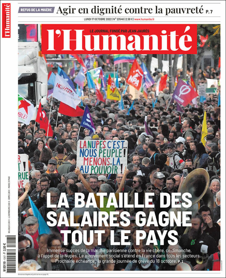 Portada de l'Humanite (Francia)