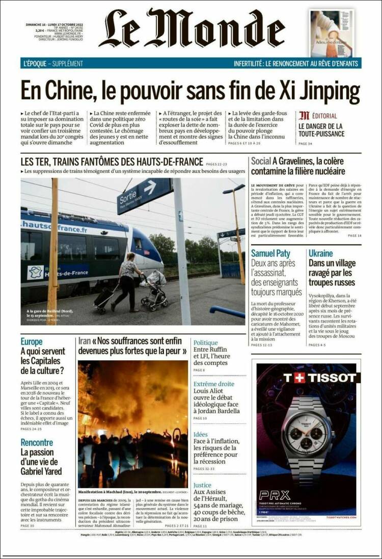 Portada de Le Monde (Francia)