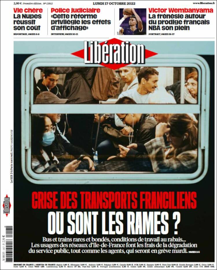 Portada de Libération (Francia)