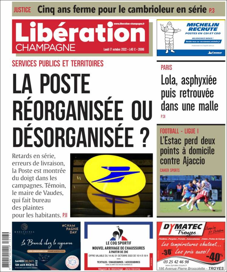 Portada de Libération Champagne (Francia)