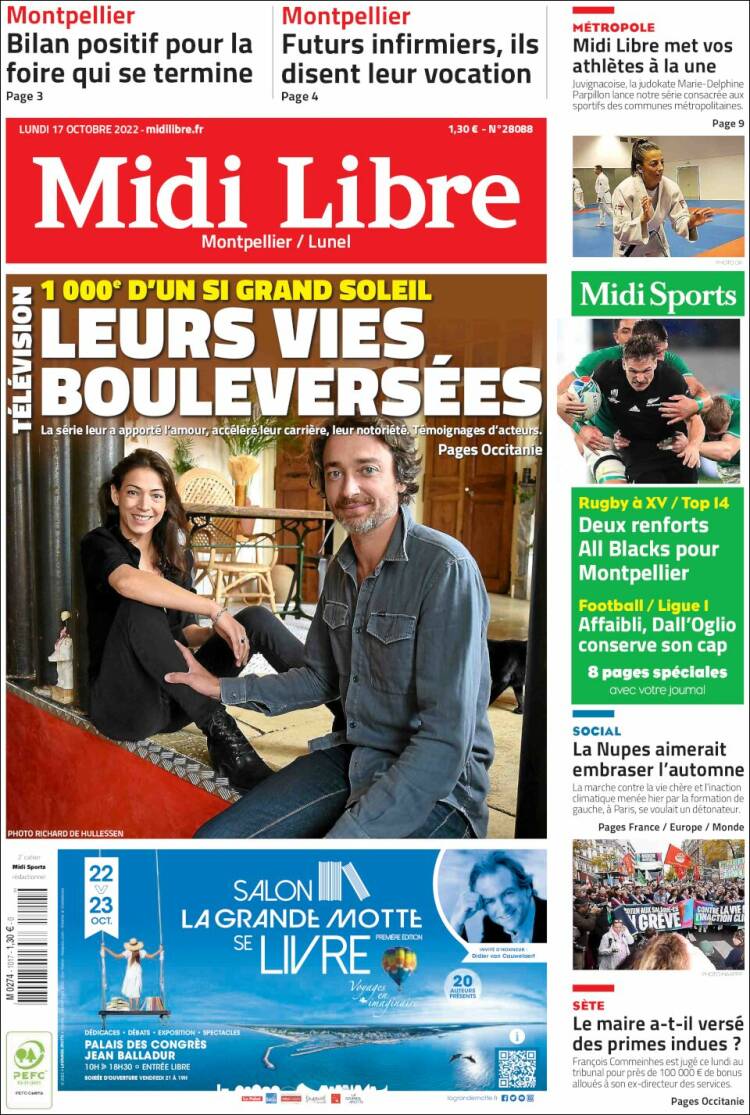 Portada de Midi Libre (Francia)