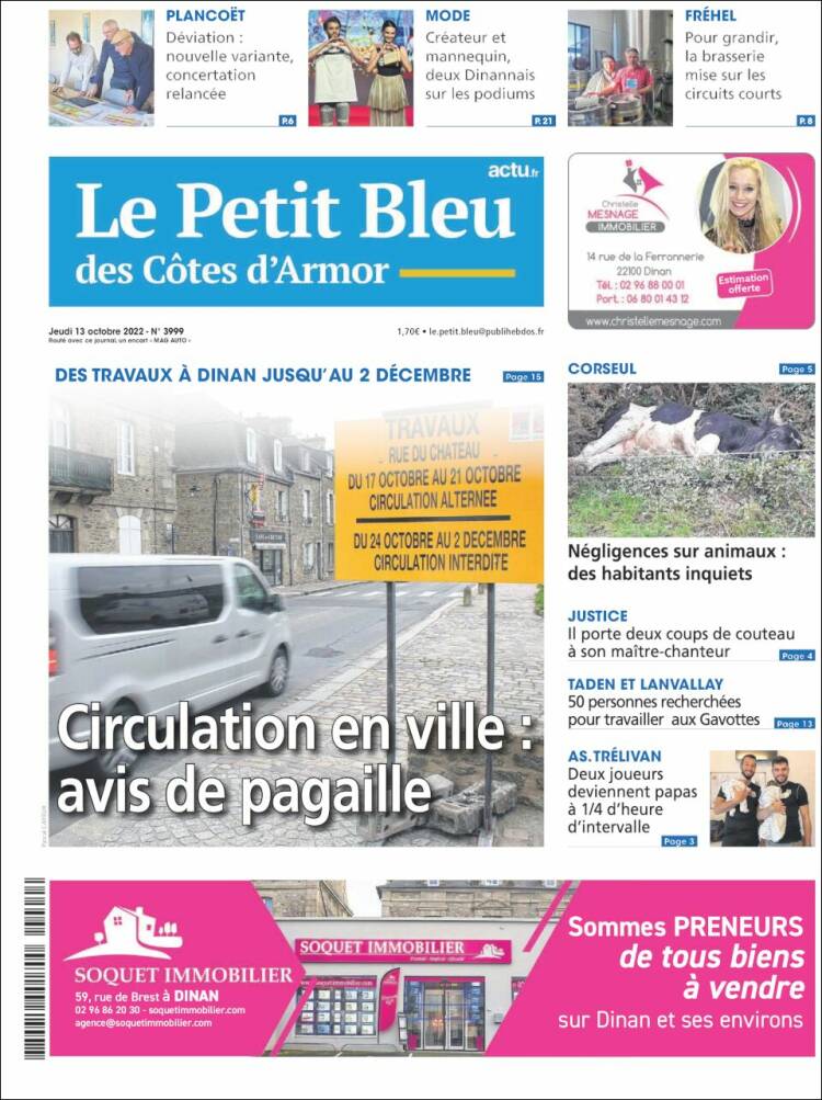 Portada de Le Petit Bleu (Francia)