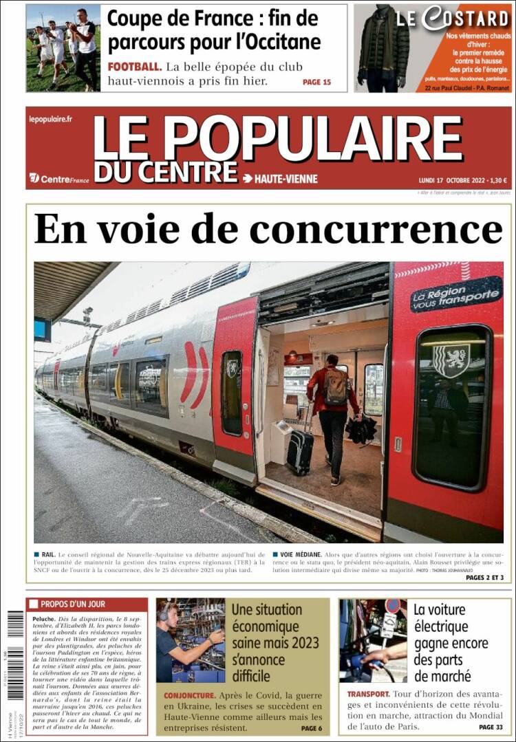 Portada de Le Populaire du Centre (Francia)