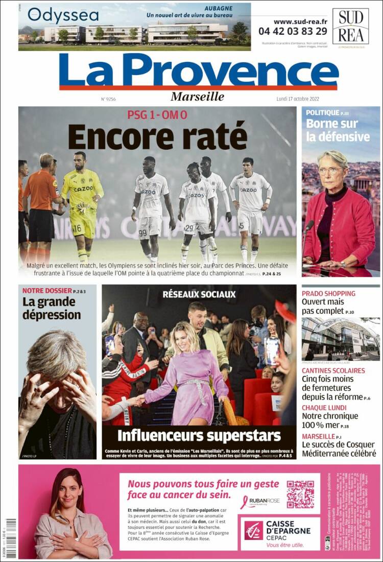 Portada de La Provence (Francia)