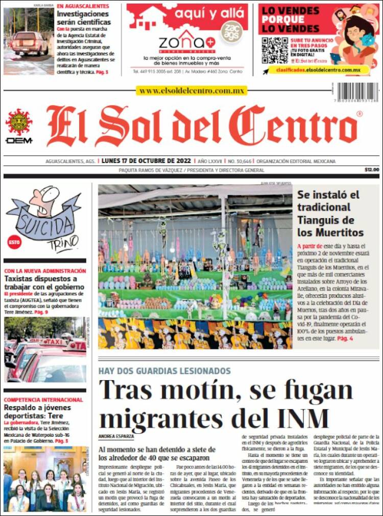 Portada de El Sol del Centro (México)