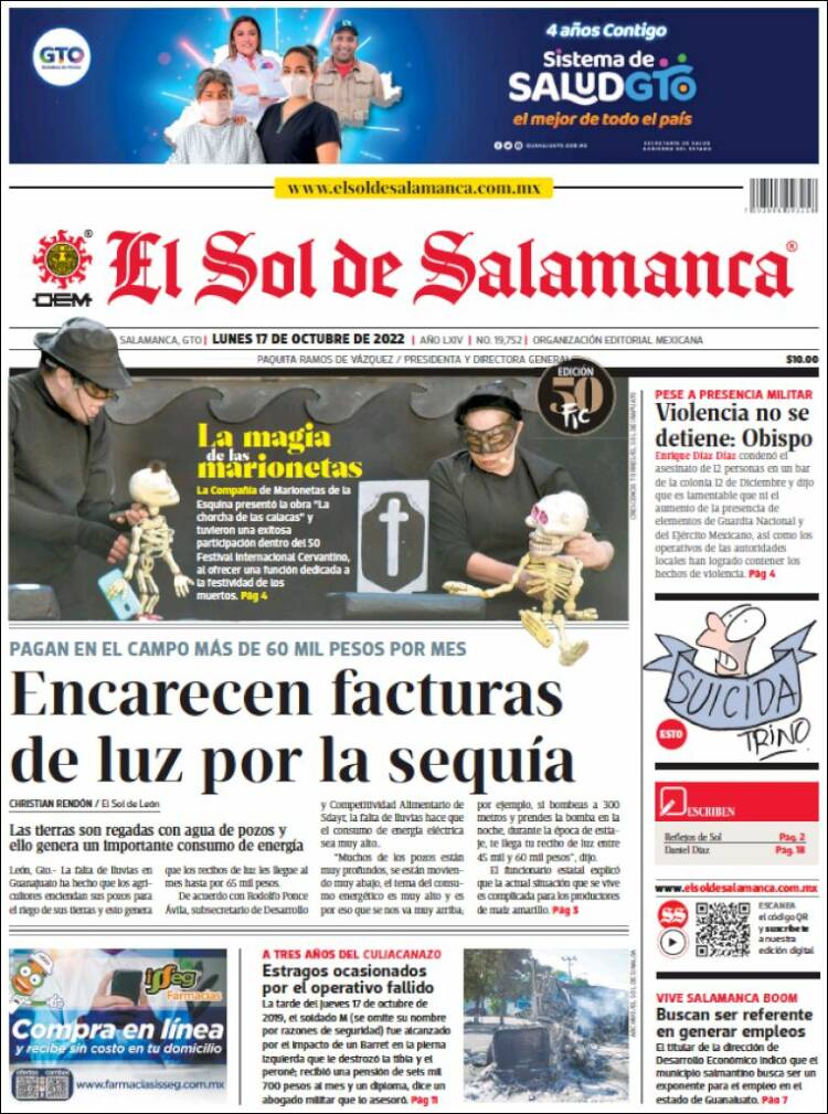 Portada de El Sol de Salamanca (México)