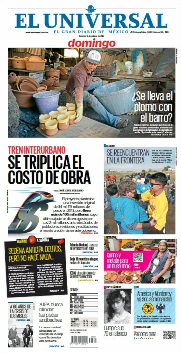 Portada de El Universal (México)