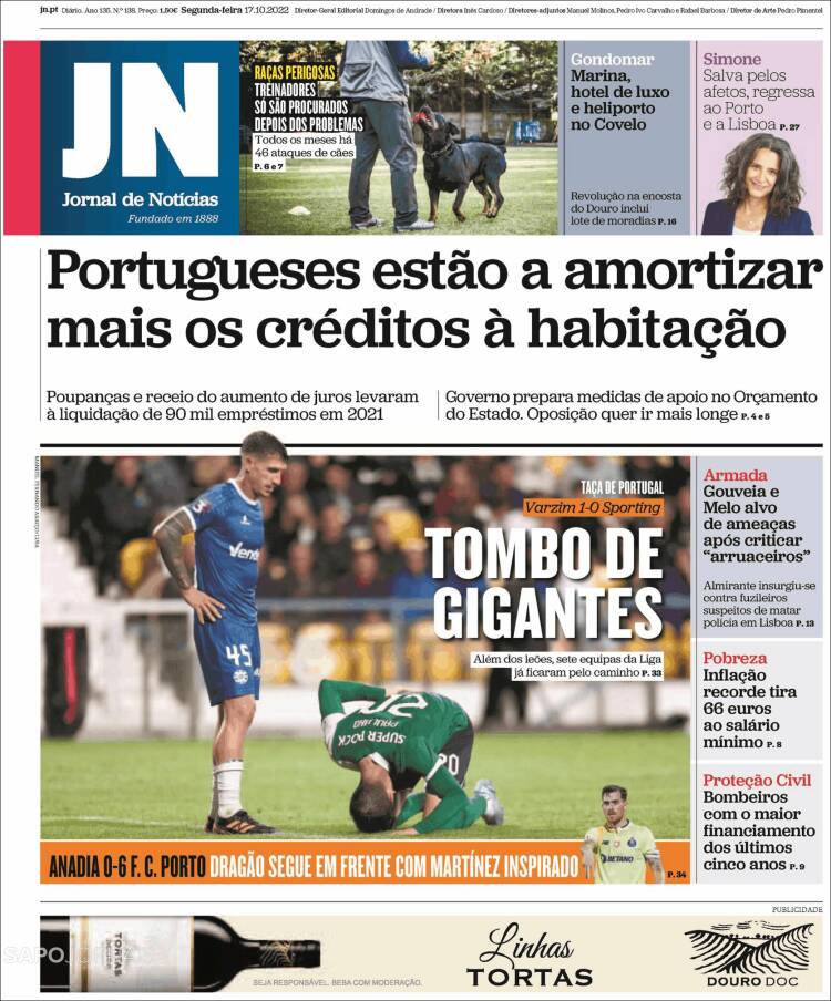 Portada de Jornal de Notícias (Portugal)
