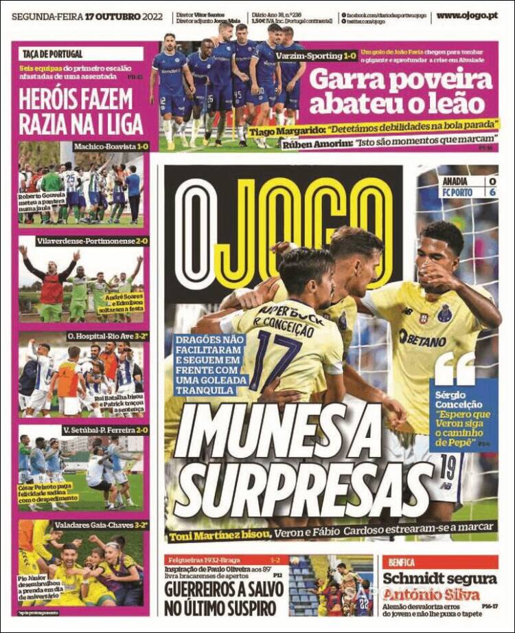 Portada de O Jogo (Portugal)