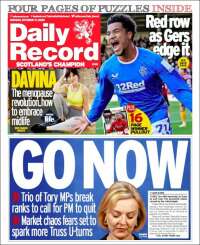 Portada de Daily Record (Reino Unido)