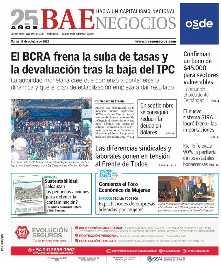 Portada de Buenos Aires Económico (Argentina)