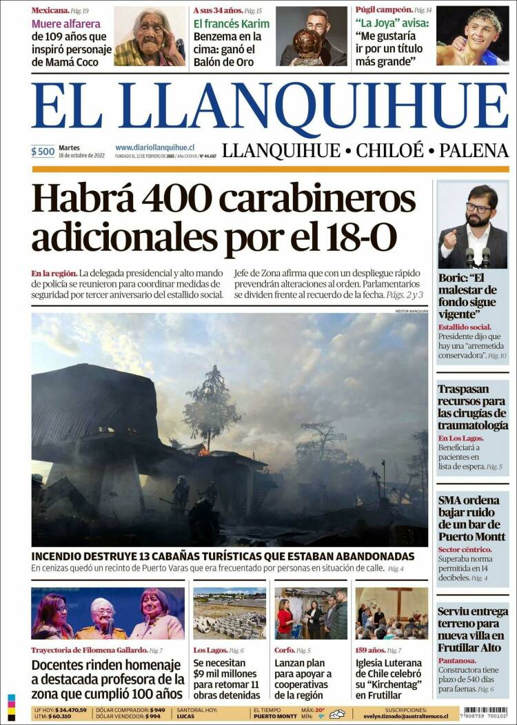 Portada de El Llanquihue (Chile)