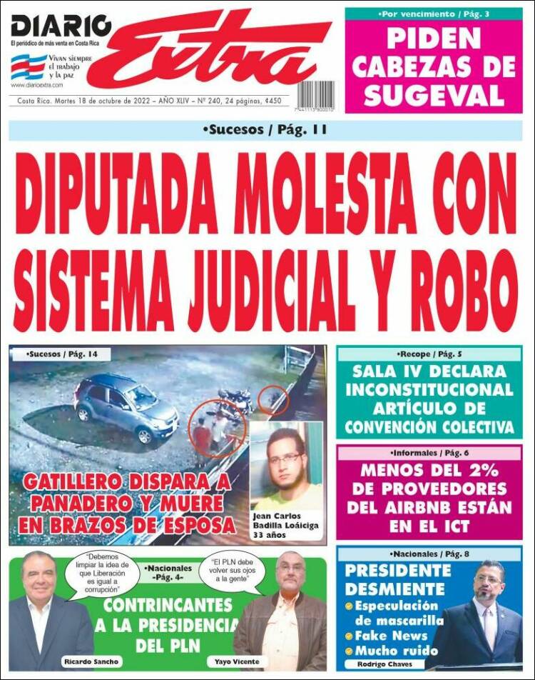 Portada de Diario Extra (Costa Rica)