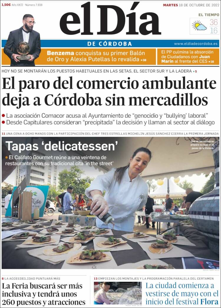 Portada de El Día de Córdoba (España)