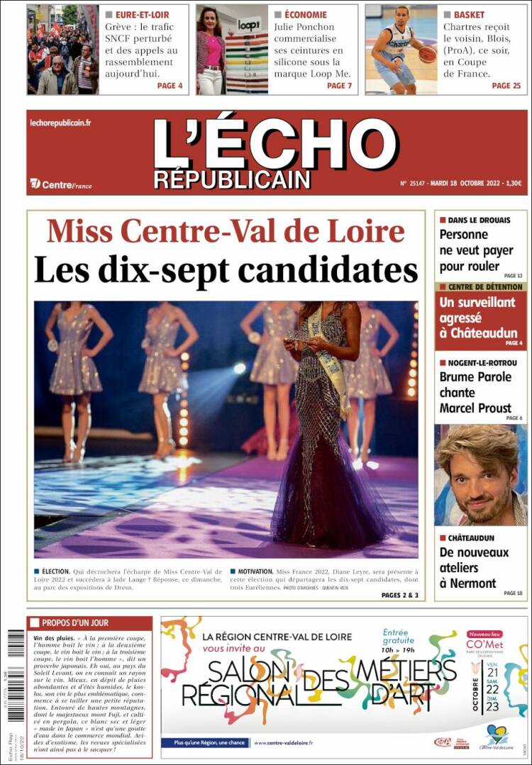 Portada de L'Echo Républicain (Francia)