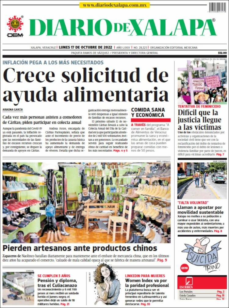 Portada de Diario de Xalapa (M&eacute;xico)