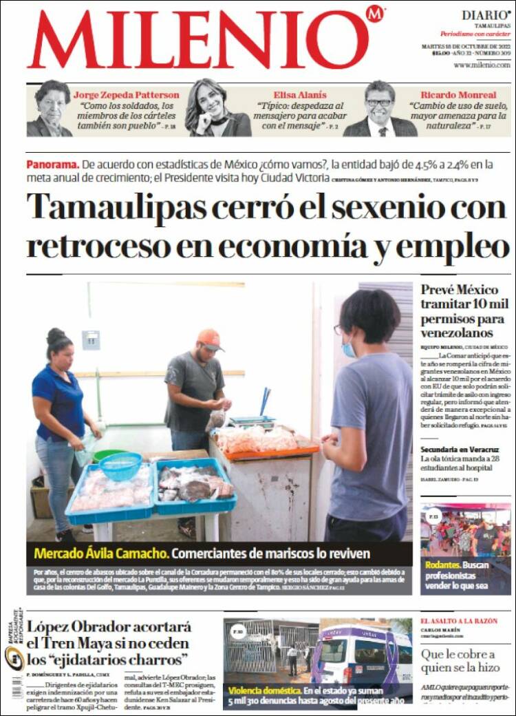 Portada de Milenio - Tamaulipas (M&eacute;xico)