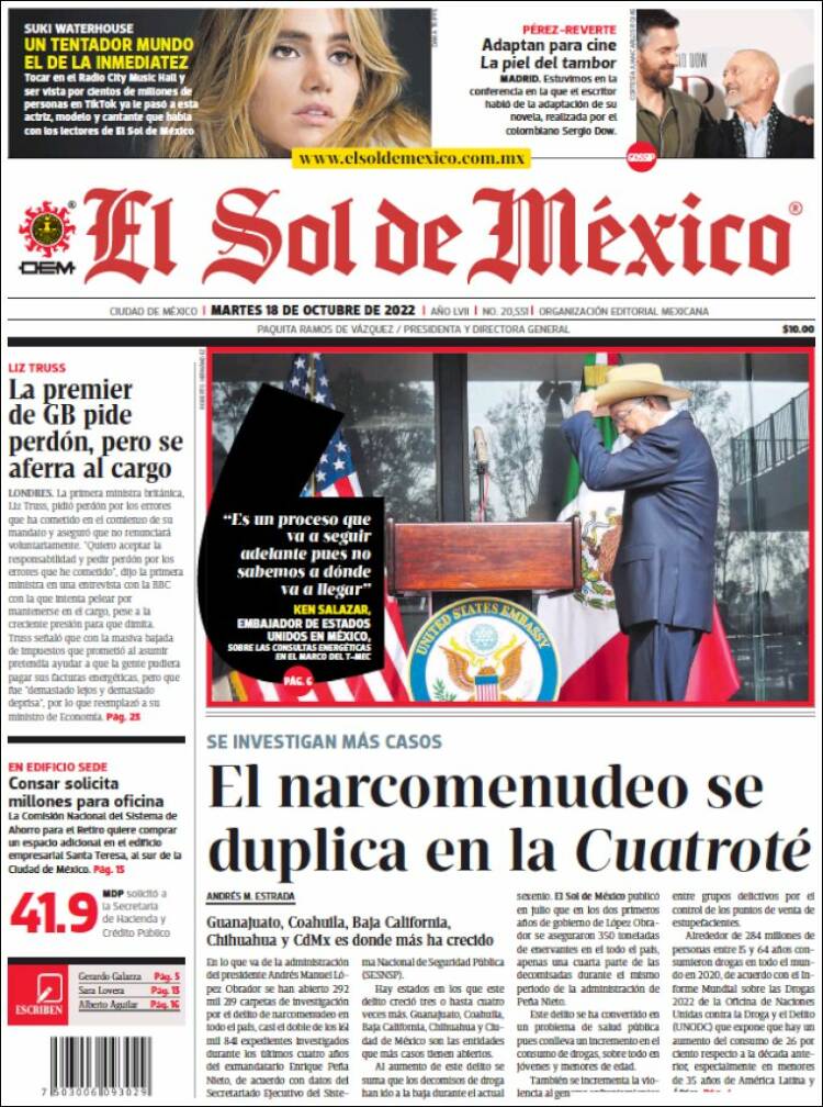 Periódico El Sol de México (México). Periódicos de México. Edición de