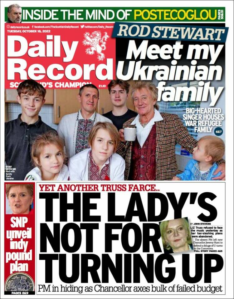 Portada de Daily Record (Reino Unido)