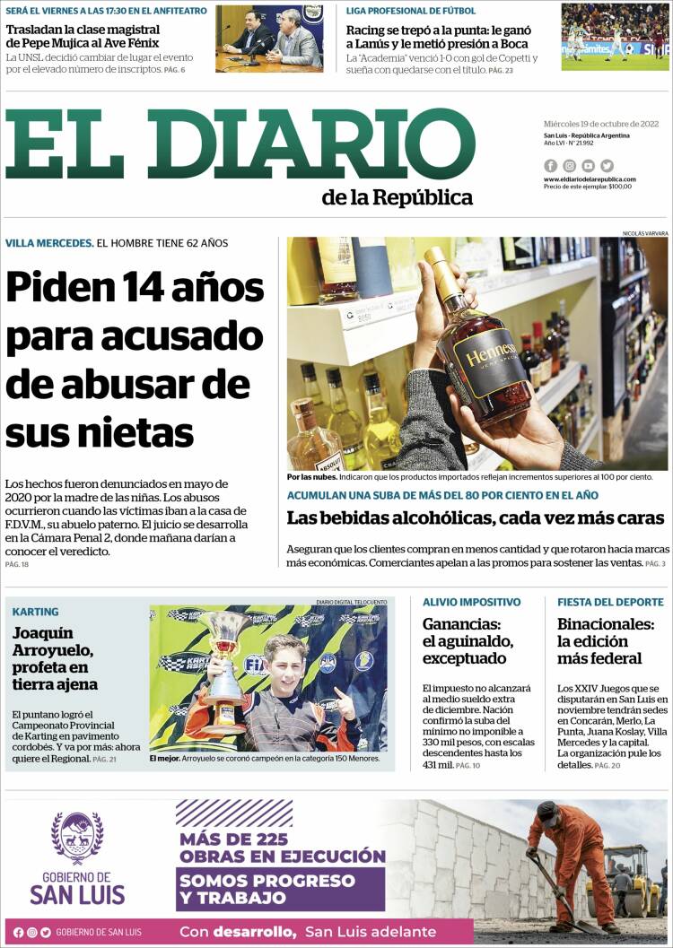 Portada de Diario de la República (Argentina)