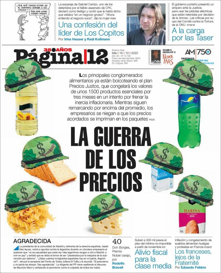 Portada de Página/12 (Argentina)