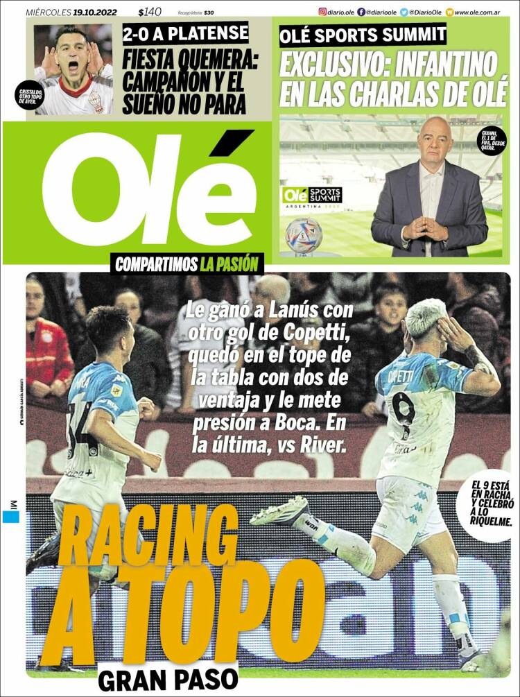 Portada de Olé (Argentina)