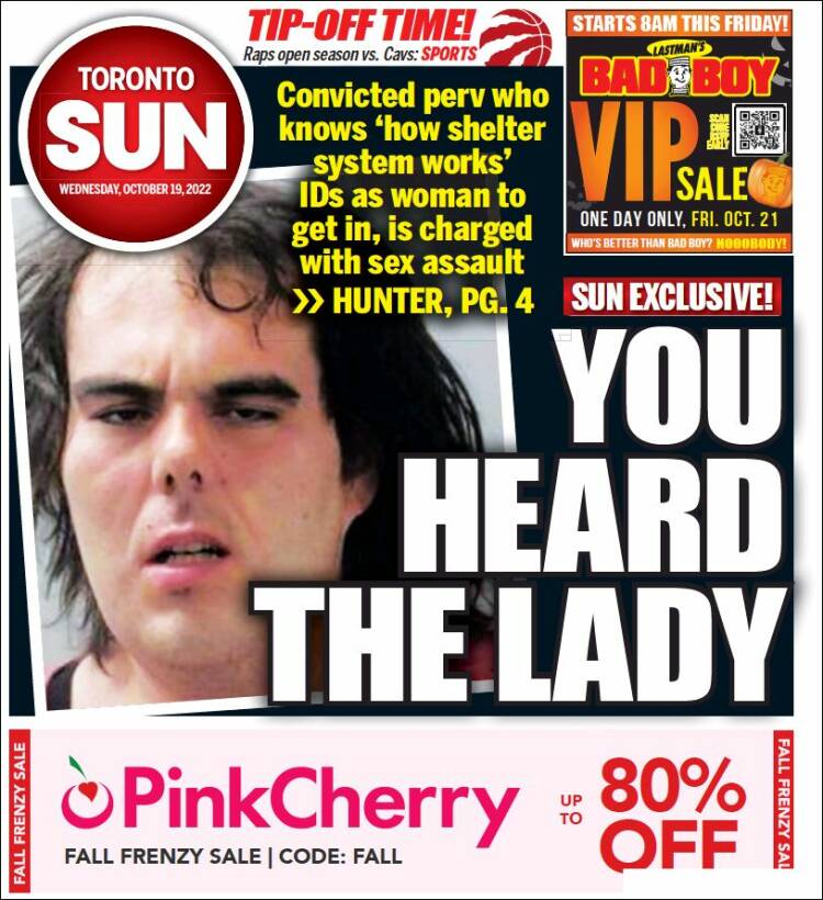 Portada de The Toronto Sun (Canadá)