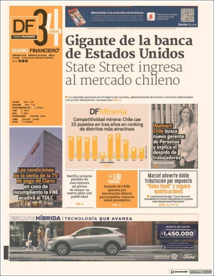 Portada de Diario Financiero (Chile)