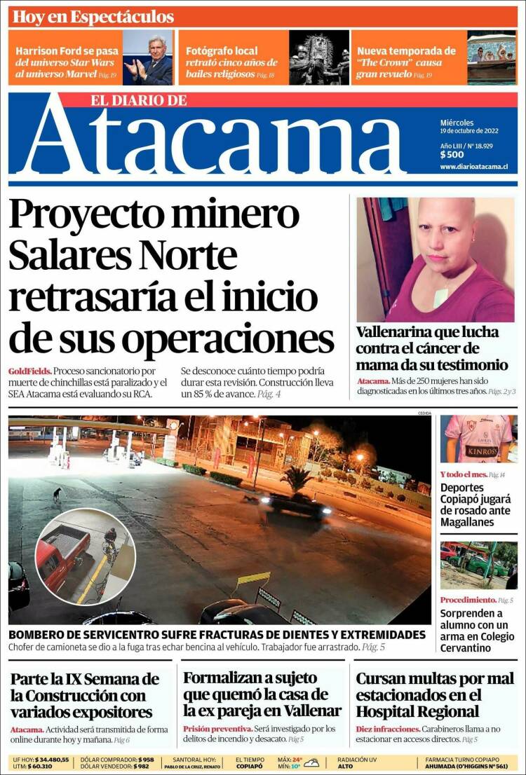 Portada de Diario de Atacama (Chile)